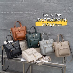 Genuine Leather Tote Bag Women's Retro Bag Handbag 2025 New First Layer Cowhide Simple Literary Single Shoulder Crossbody Bag