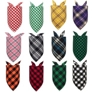 Cotton pet saliva towel triangle scarf fashion Plaid dog triangle towel cat dog triangle towel saliva towel