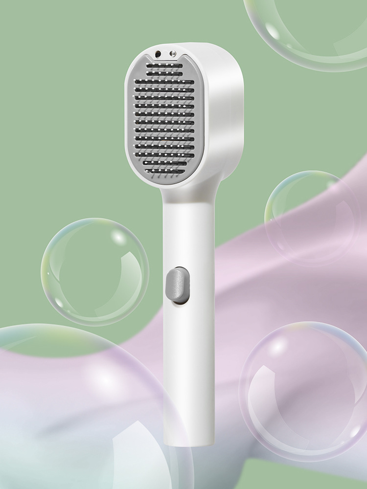 Peine de masaje de iones negativos para mascotas para eliminar la vibración electrostática SPA cuidado del cabello UV detección de ácaros de luz púrpura aguja curva no daña la piel