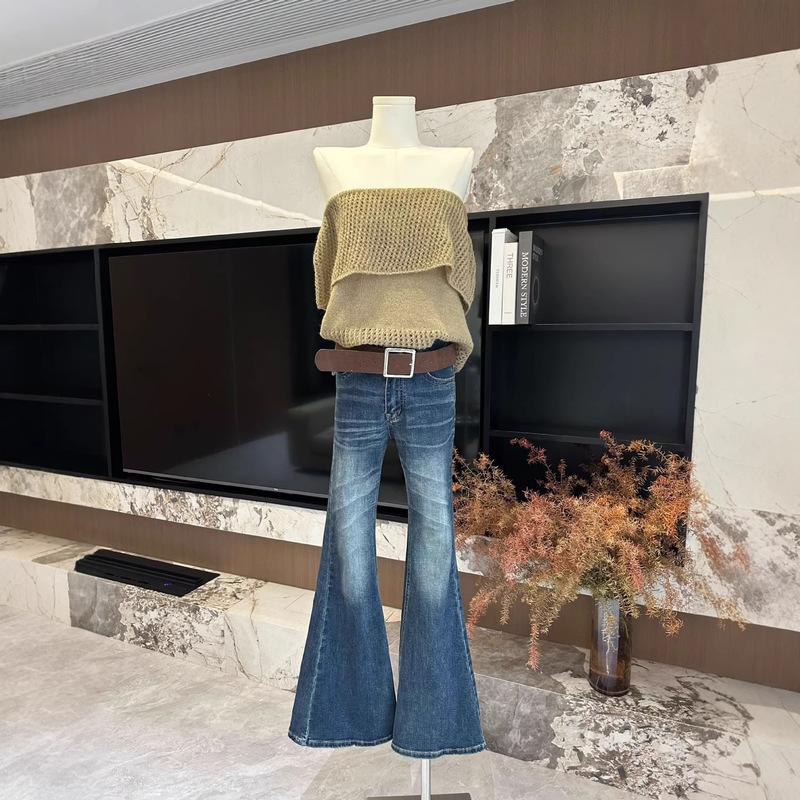 Mohair Wool Hollow-Out One-Shoulder Knit Cardigan Loose Off-Shoulder Puffy Top