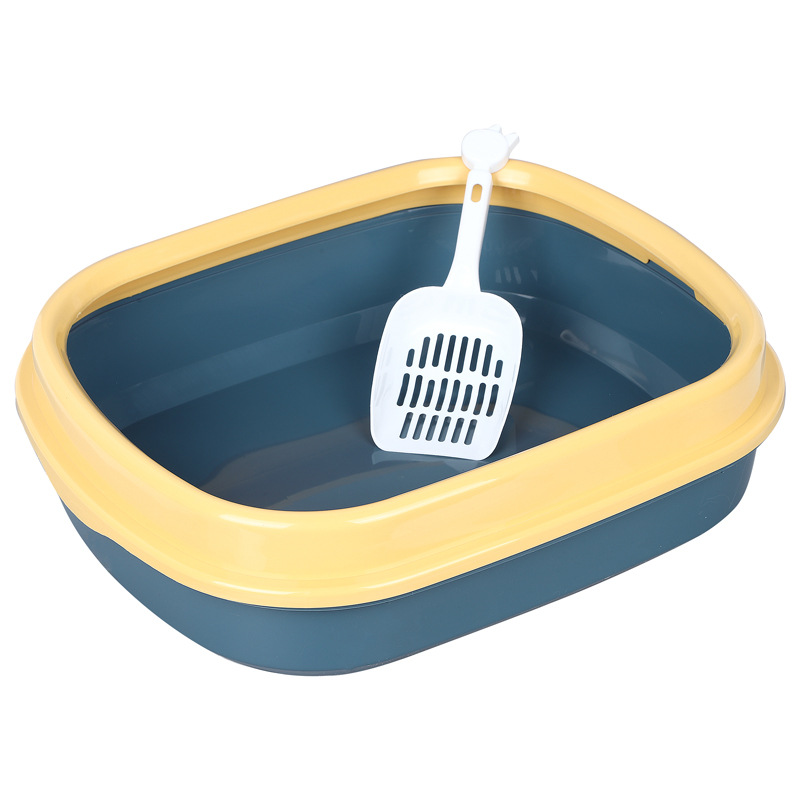 Personalizable alto borde con pala de arena para gatos anti-splash semi-cerrado lavabo de arena para gatos desmontable lavabo de arena para gatos mascotas