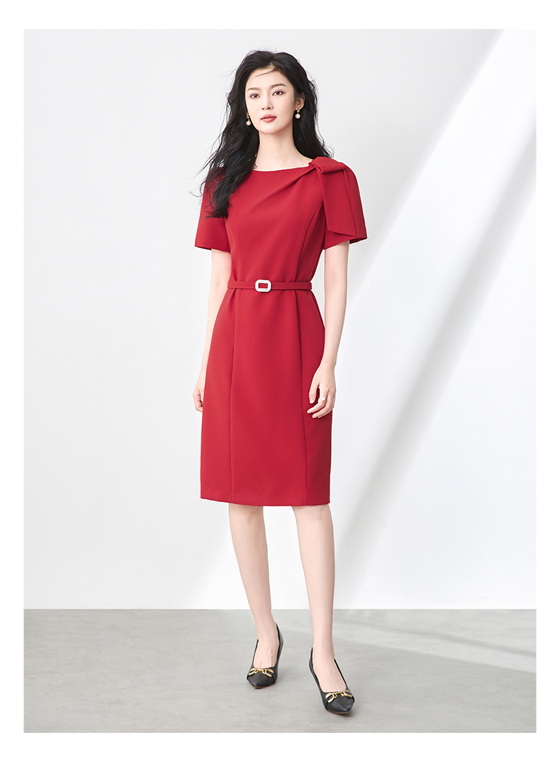 Váy liền dáng ôm body nữ phong cách sang trọng trang trí nơ — Màu đen chi tiết 18