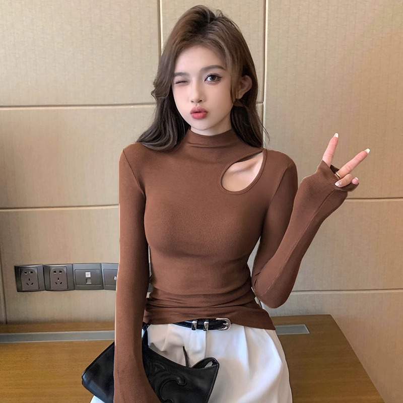 브라운[오프숄더 중공긴소매]