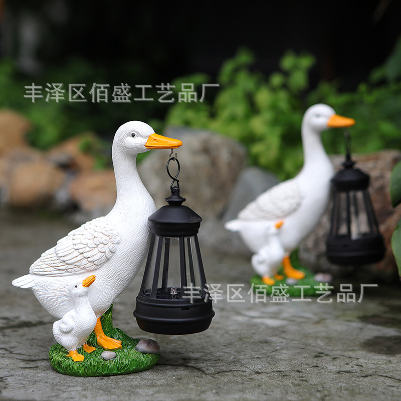 国境を越えた花園の装飾動物提灯白アヒル樹脂の装飾品庭園の装飾