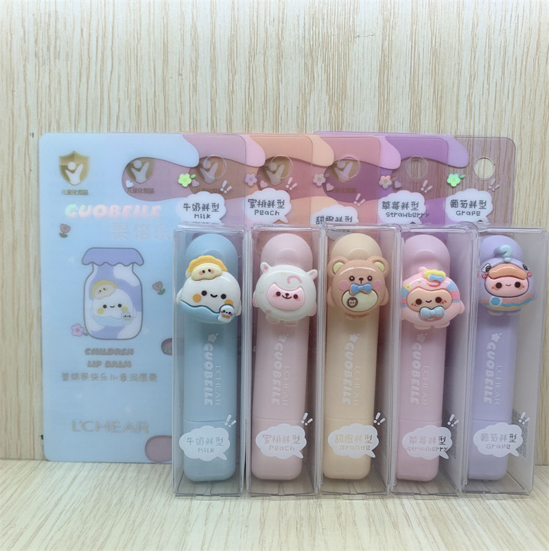 Bálsamo labial incoloro Lei Qi, hidratante, diseño de dibujos animados