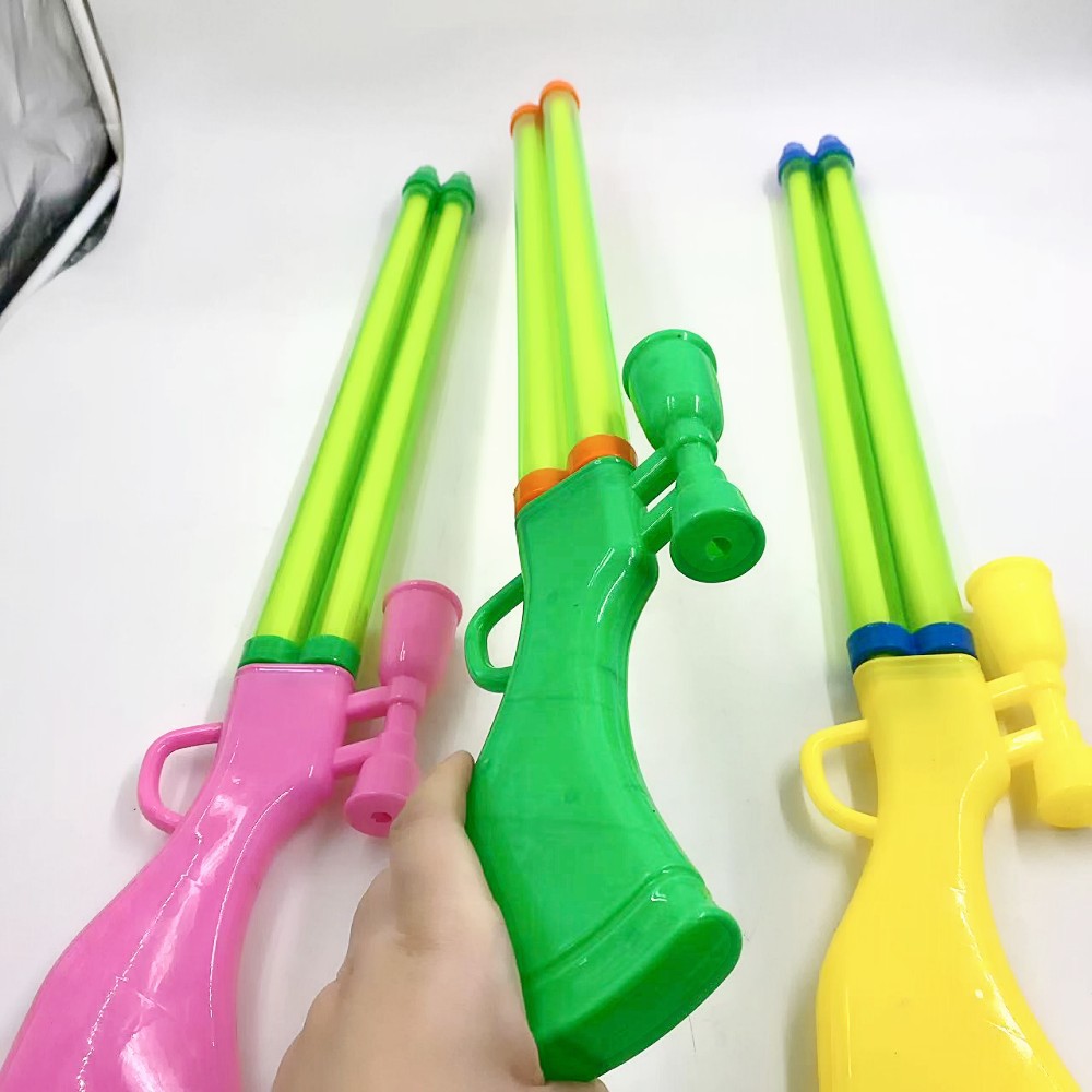 Pistola de agua para niños de verano bombeo de agua de doble orificio alargado grande Playa tazón de agua al aire libre lucha contra el agua puesto de pistola de agua extraíble