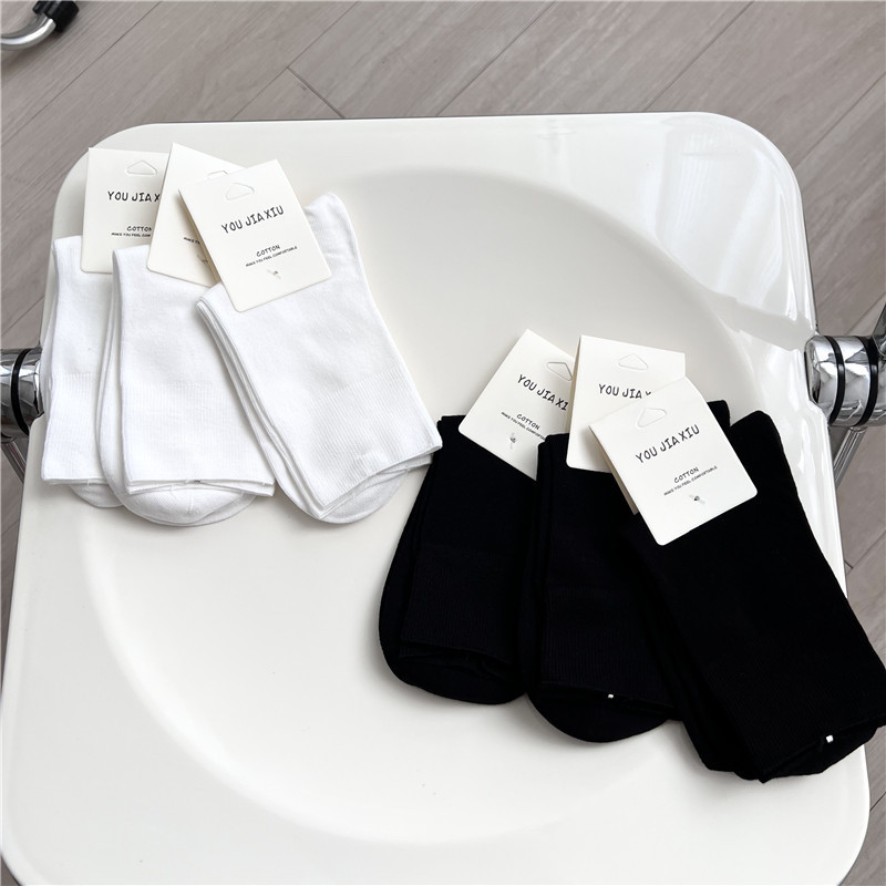 35g Weight Socks Classification Socks Lingerie Type Cotton Fabric Type Stretchy Elasticity A Pair Quantity Daily Occasion Comfort Function Solid Color Pattern All Seasons Season Women's Gender Simple Style Style Simple Style Women's Solid Color Cotton Crew Socks A Pair 10