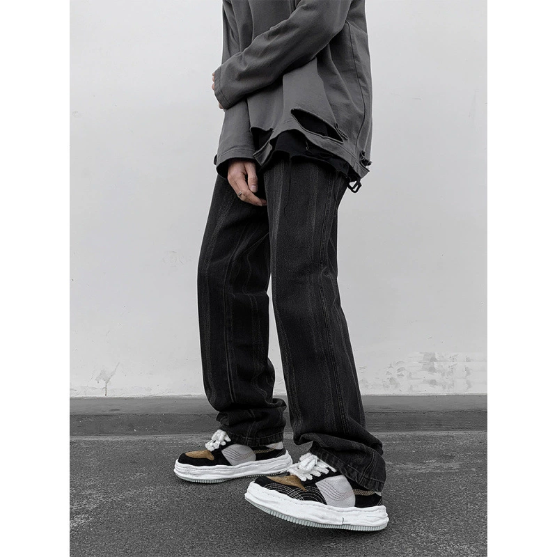 Черные джинсы мужские весенне-осенние новые свободные повседневные подростковые прямые брюки