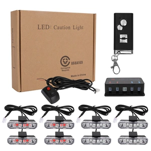 Avtomobil Dəyişikliyi Simsiz Pult 12-24V Qırmızı Mavi Barmaqlıq Klip Strob İşığı 2LED*8