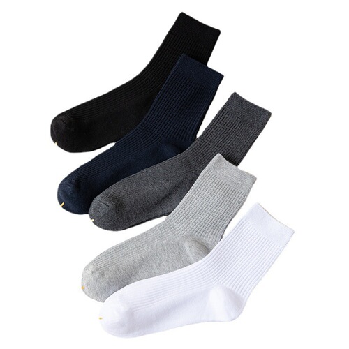 Pure cotton men's business socks mid-calf socks autumn and winter deodorant and sweat-absorbent solid color cotton socks breathable black stockings wholesale
