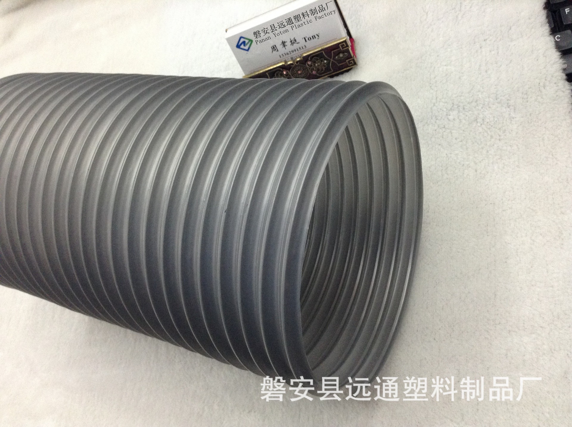 供应直径150毫米排烟通风用易弯曲万向定型灰色pe伸缩风管