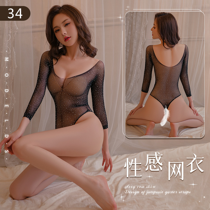 Lencería sexy traje de pasión para Mujer Transparente tentación sexy calcetines de malla de extremo abierto Ventas Directas entrega de una pieza