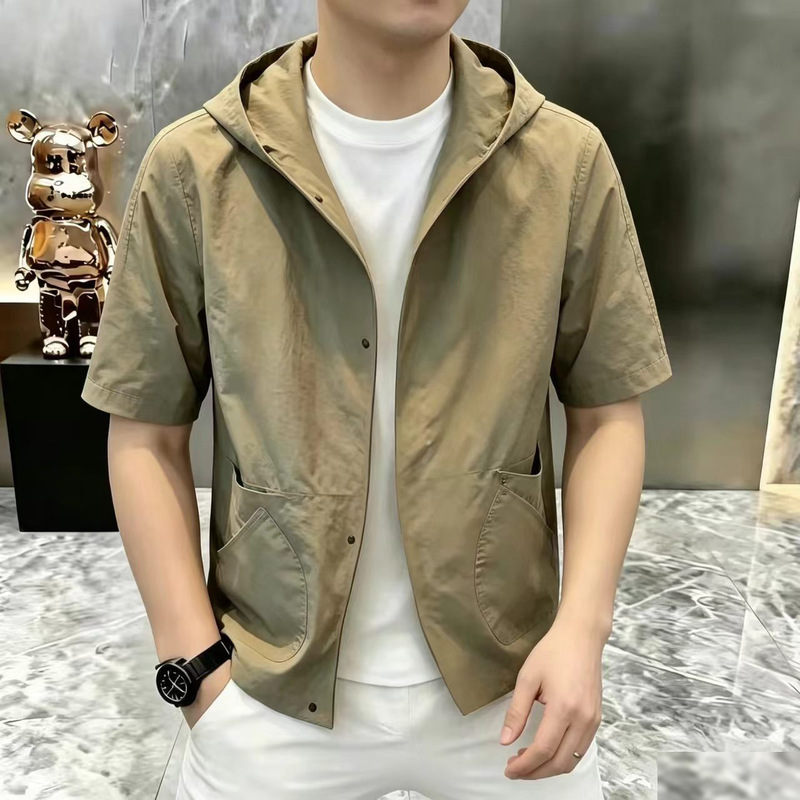 2026 popular summer men's hooded short-sleeve shirt with pocket design, casual versatile stylish jacket, trendy men's clothing 2026 popular summer men's hooded short-sleeve shirt with pocket design, casual versatile stylish jacket, trendy men's clothing