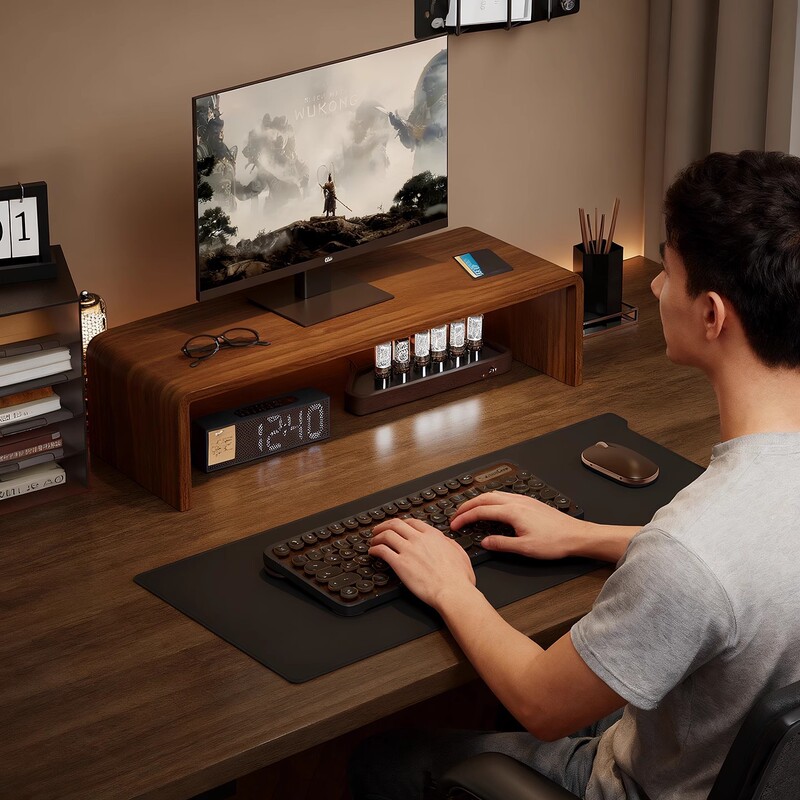 Solid Wood Computer Elevated Rack Office Desktop Bracket Desktop Display Stand Keyboard Storage Rack