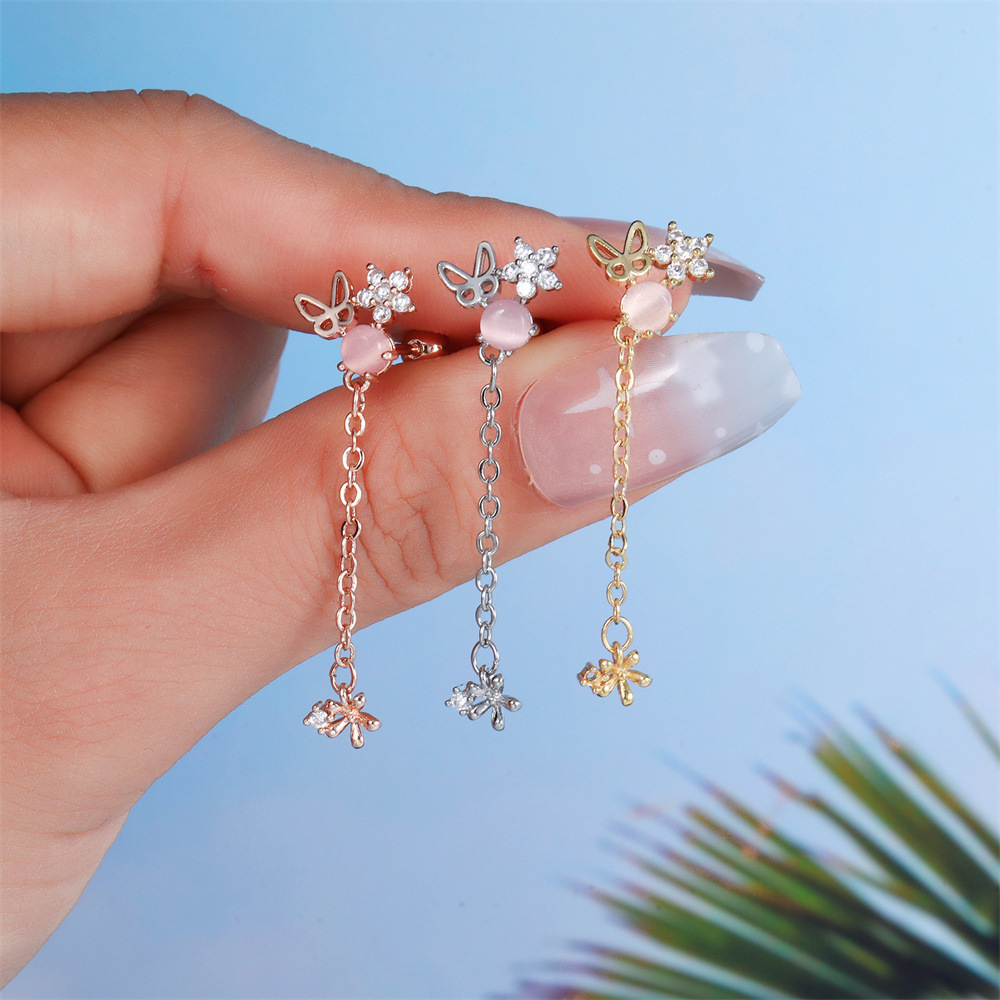 long temperament small fashion star ear bone studs butterfly earrings