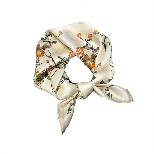 Beige summer universal silk handkerchief