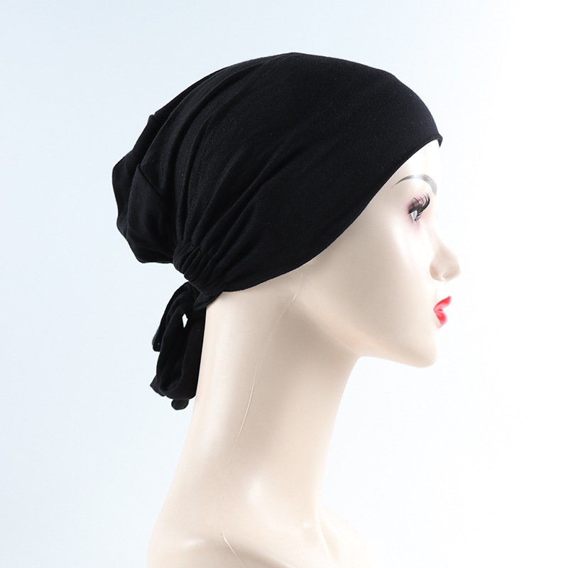 Modal cotton elastic lacing ethnic headband base cap solid color adjustable small cap barrel cap