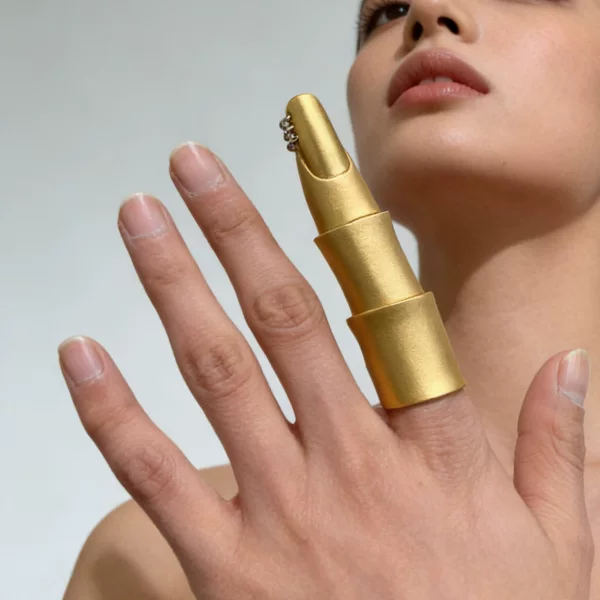 Fake Finger Metal Joint Ring, Devil's Eye Metal Matte Gold Color Bendable Knuckle Exaggerated Ring Jewelry