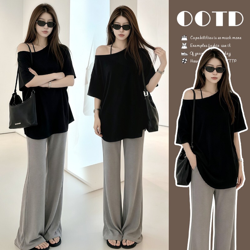 Maternity Set: Comfortable and Stylish 2026 Summer Two-Piece Outfit with a Simple and Fashionable Off-Shoulder Short-Sleeve T-Shirt and Wide-Leg Pants Maternity Set: Comfortable and Stylish 2026 Summer Two-Piece Outfit with a Simple and Fashionable Off-Shoulder Short-Sleeve T-Shirt and Wide-Leg Pants