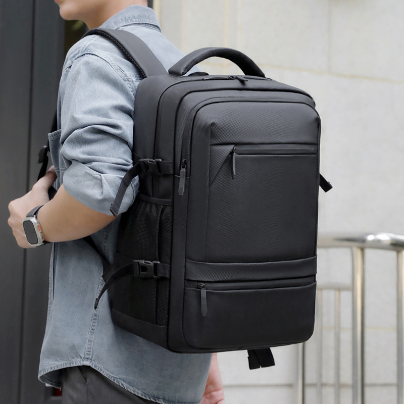 Mochila de negocios multifuncional para hombres, bolsa de computadora portátil con textura de película simple, mochila de gran capacidad para viajes de negocios de corta distancia