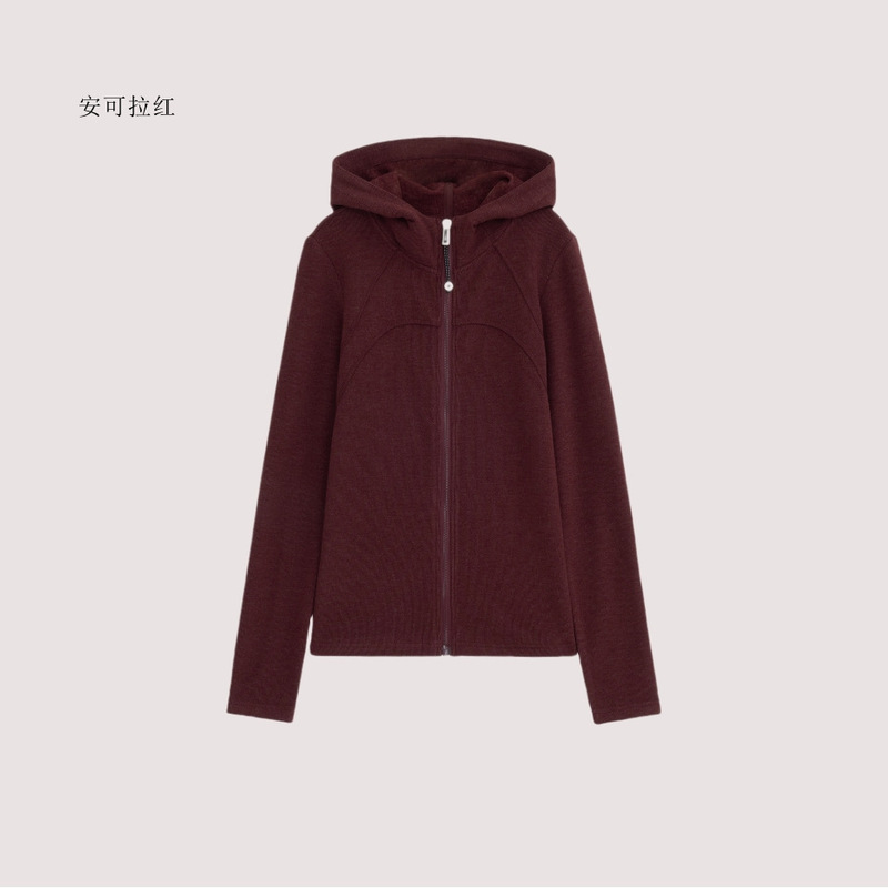 Lulu with 480g stitched hoodie coat women's winter sweater new all-match zipper hooded top Lulu with 480g stitched hoodie coat women's winter sweater new all-match zipper hooded top