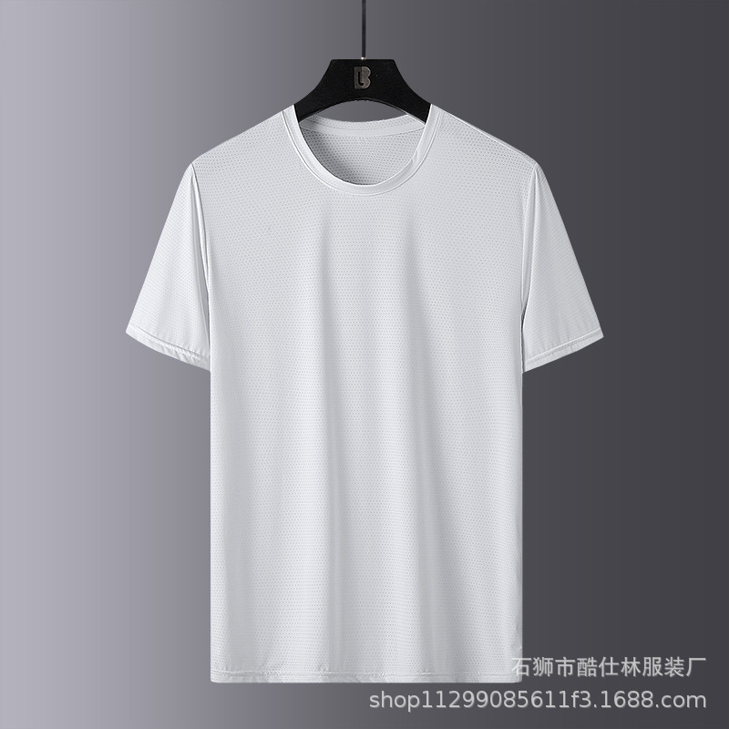 2021summer new simple silky short-sleeved men's casual mercerized cotton solid color slimming round neck L-8XLT T-shirt