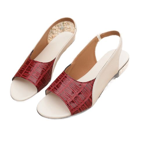 2026 Summer Women's Shoes Thick Heel Sandals Soft Leather Fish Mouth Thick Sole Cross-border European and American Fashion Outer Wear Slippers Exclusive for Cross-border