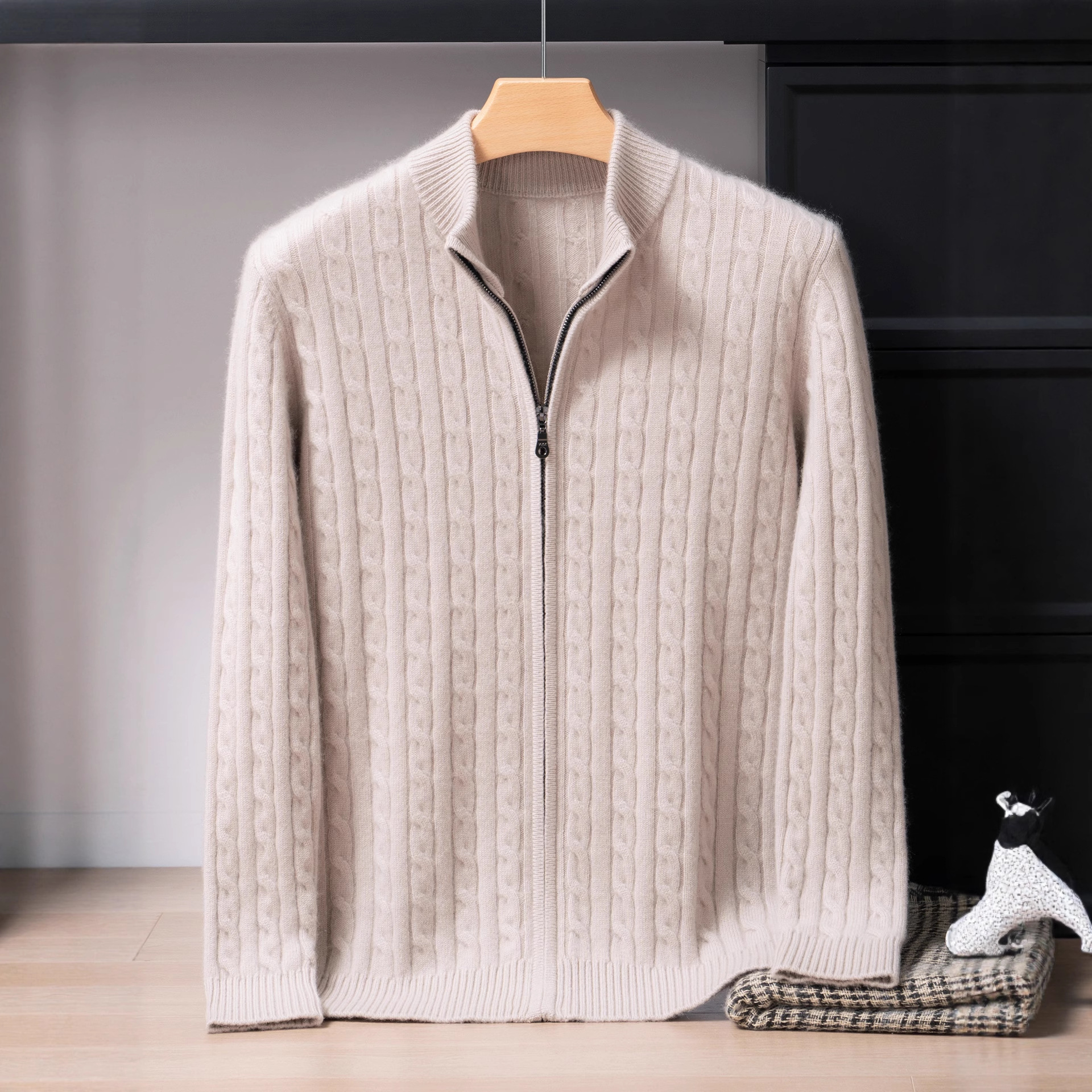 Simple yet Extraordinary~【100% Pure Cashmere】Men's Luxury Business Thickened Cable-Knit Cardigan Jacket
