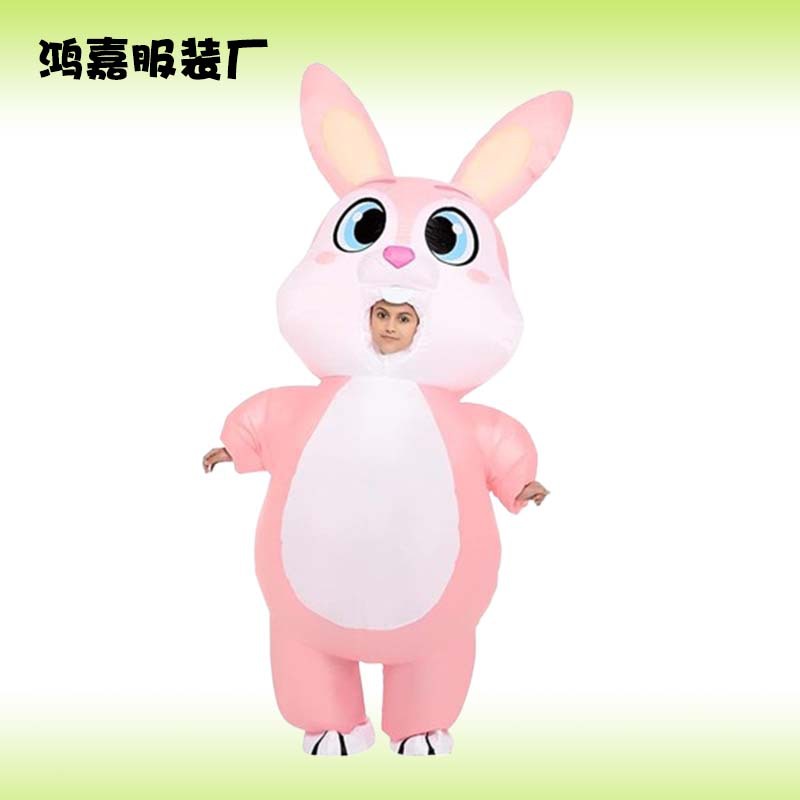 Halloween Pascua conejo rosa ropa inflable encantadora creativa espectáculo festivo espectáculo escenario extraño ropa inflable