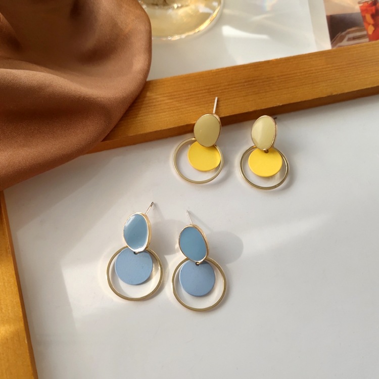 Drop Earrings Classification Fashion Round Alloy Enamel Stoving Varnish Drop Earrings