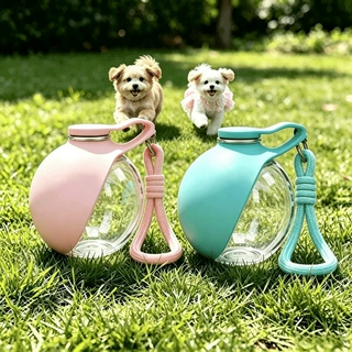 宠物水壶外出便携式饮水杯挂式球形可回流折叠饮水器户外狗狗水碗