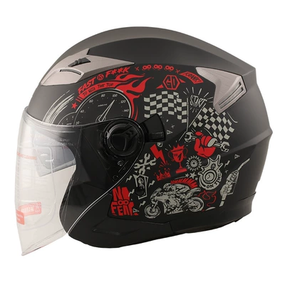 Motosiklet kaskı (dəbilqə), Men's Electric Car Double Lens - sub-black-red-peak-m