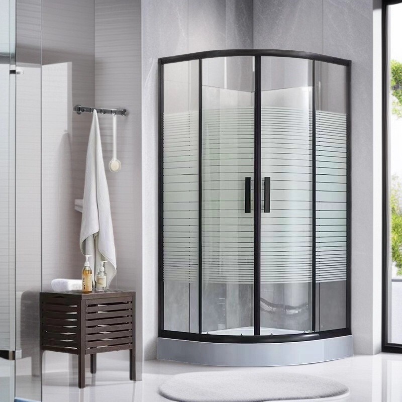 Factory Direct Sales Aluminum Alloy Fan-Shaped Shower Room Simple Shower Partition Bathroom Dry and Wet Separation Curved Tempered Glass Factory Direct Sales Aluminum Alloy Fan-Shaped Shower Room Simple Shower Partition Bathroom Dry and Wet Separation Curved Tempered Glass