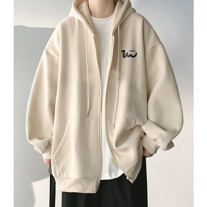 Флисовая демисезонная толстовка, шапка с капюшоном, куртка на молнии, oversize, американский стиль