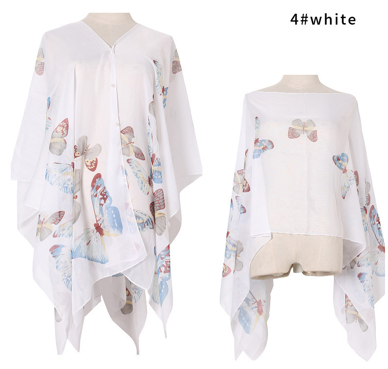夏の日よけ模造シルクストール蝶プリントアマゾン日焼け止めストールギフトシルクストールshawl|undefined