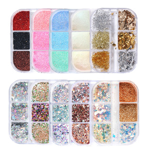 Cross-border new nail glitter bright irregular glitter AB color transparent laser heart-shaped star nail sequins