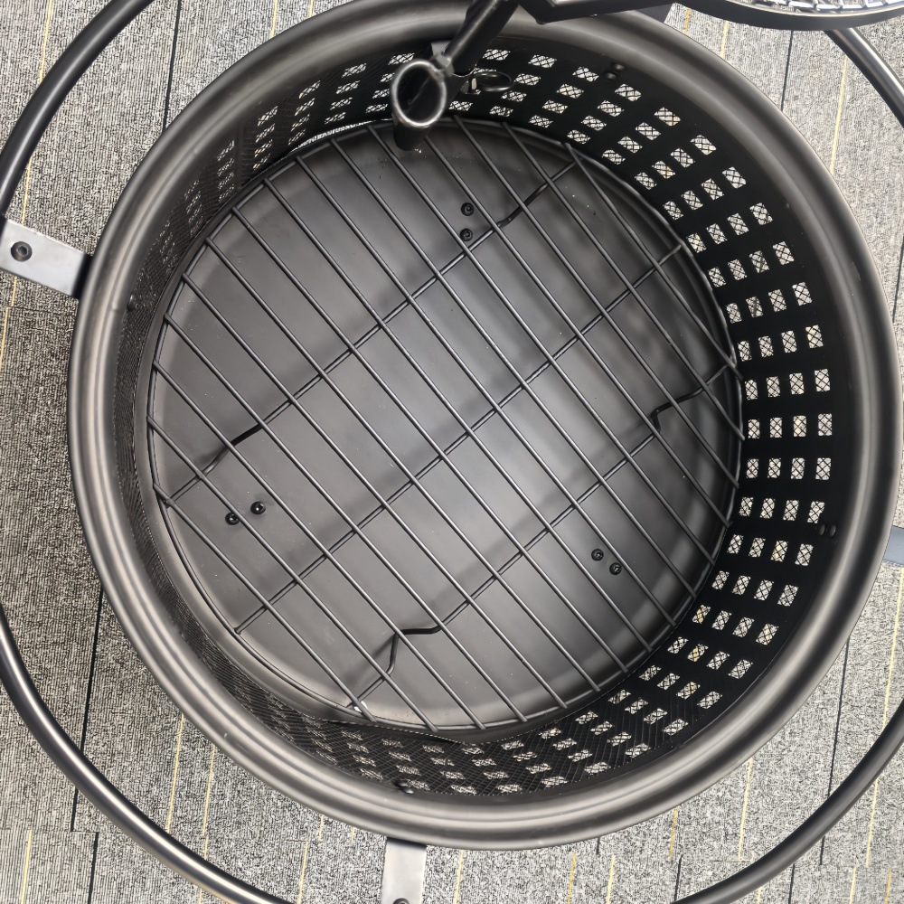 Patio brasero estufa de calefacción al aire libre parrilla giratoria estufa de parrilla multifuncional cerca de la estufa para hacer té parrilla de doble capa