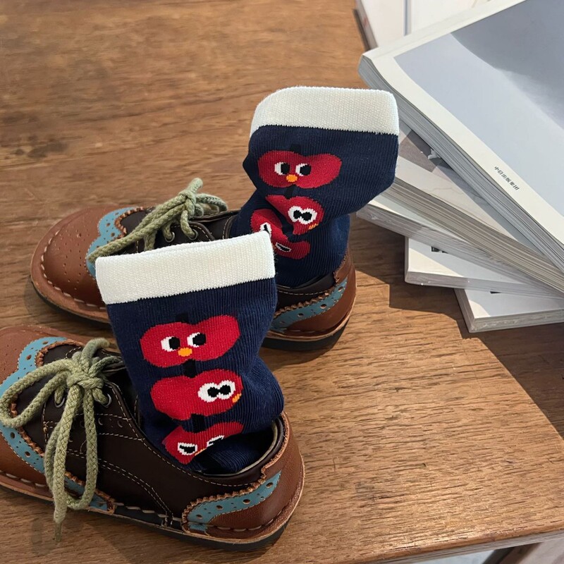 Contrast Color Small Apple Socks for Boys and Girls Simple All-match Gentle Socks Baby Non-slip Cute Trend Contrast Color Small Apple Socks for Boys and Girls Simple All-match Gentle Socks Baby Non-slip Cute Trend