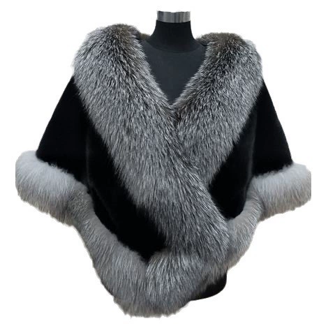 Other Brand Cloak: Demi-season Trench Coat Dress, Warm Fur Jacket; White/Black/Burgundy/Gray-Black
