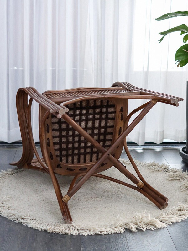 Rattan Chair, Natural Real Rattan Single Backrest Chair, Elderly Chair, Balcony Three-Piece Set, Leisure Chair, Home Office, Hand-Woven