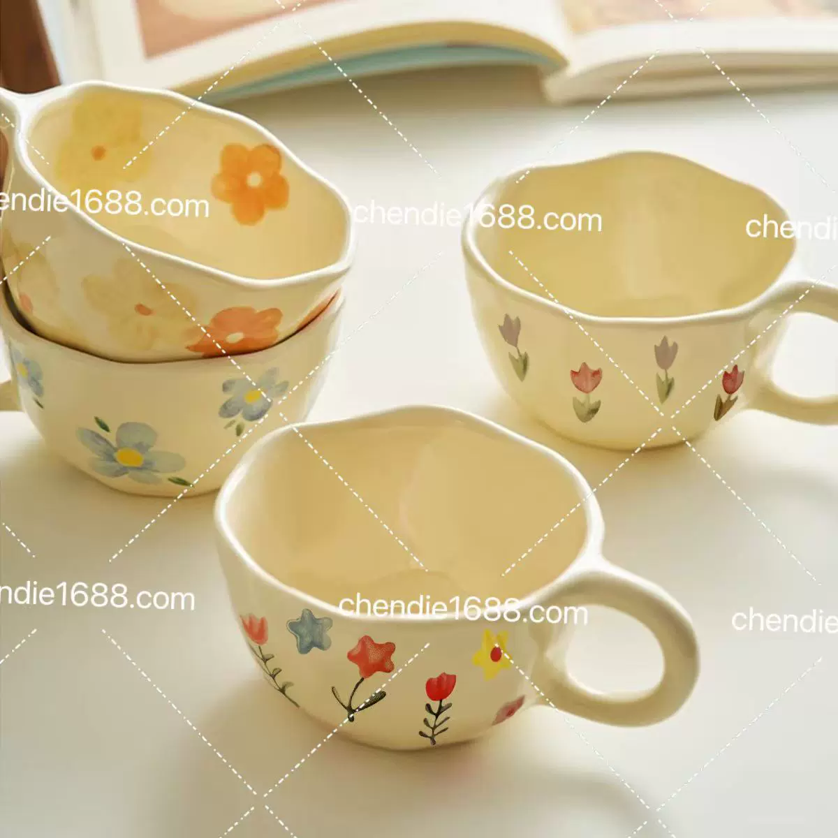 简约可爱新款陶瓷杯子网红水杯办公室咖啡杯女情侣杯女夏秋陶瓷杯