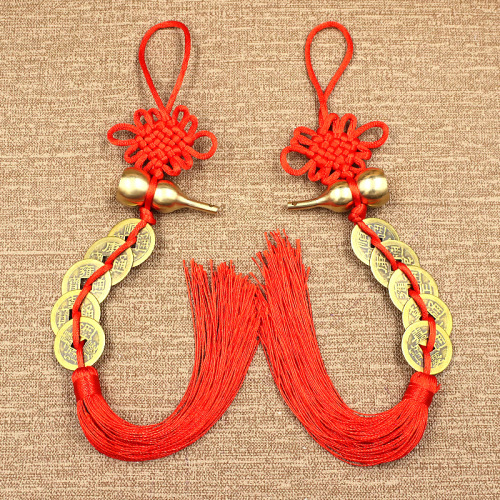 Copper gourd five emperors' money Chinese knot five emperors' money pendant door to door copper gourd pendant gourd five emperors' money wholesale