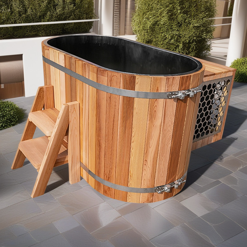 Sauna Ice Bath Cold Water Bath Size Can Be Customized 304/316 Stainless Steel Liner Red Cedar Skirt