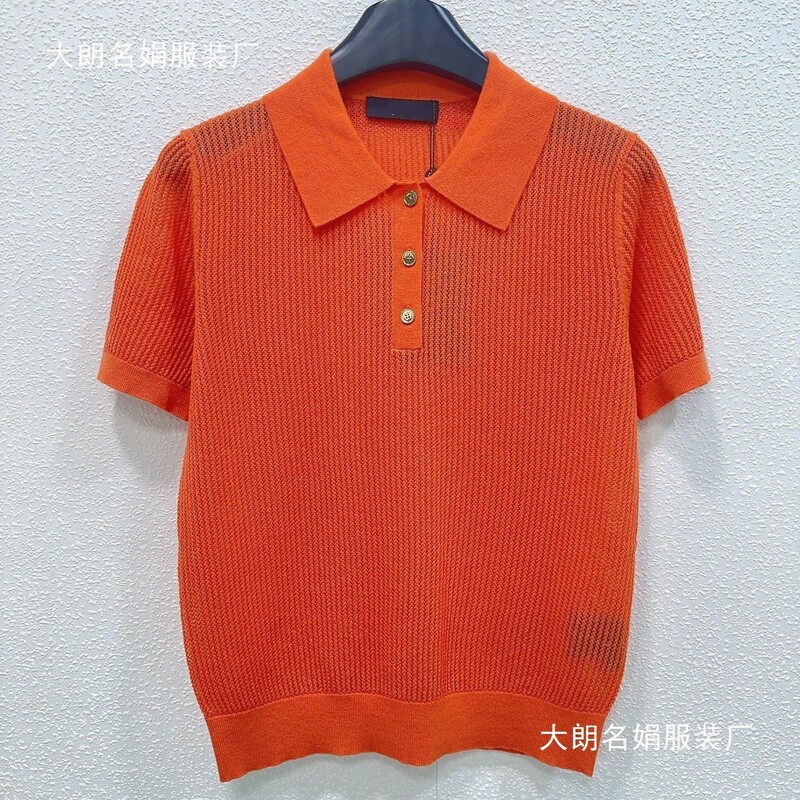 Shenzhen Nanyou Women's Clothing High-Quality LP Brand Summer New Elegant Turn-Down Collar Polo Shirt Short-Sleeve Knit Top Shenzhen Nanyou Women's Clothing High-Quality LP Brand Summer New Elegant Turn-Down Collar Polo Shirt Short-Sleeve Knit Top