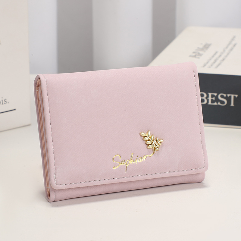 Nuevo monedero de estudiante de franela fresca pequeña de estilo nacional plegable simple, clip de dinero de sentido avanzado, billetera corta para mujer