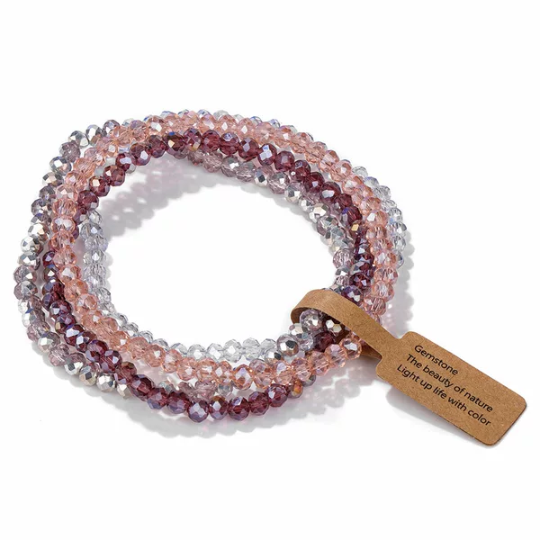 European and American cross-border hot sale colorful glass four-piece bracelet women's retro fashion girlfriends gift label suit bracelet