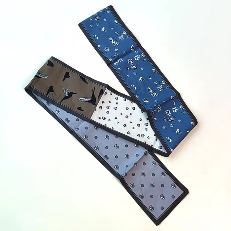 Bufanda de seda francesa diadema retro feminidad atado bolso cinta serpentina larga diadema lazo accesorios para el cabello 90cm