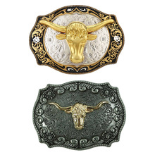 亚马逊新品 2个组合唐草花纹牛头皮带扣头嘻哈美国西部牛仔扣头