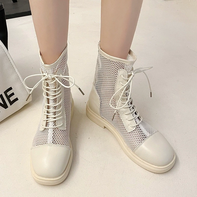 Martens, white summer thin mesh breathable low boots, 2023 collection