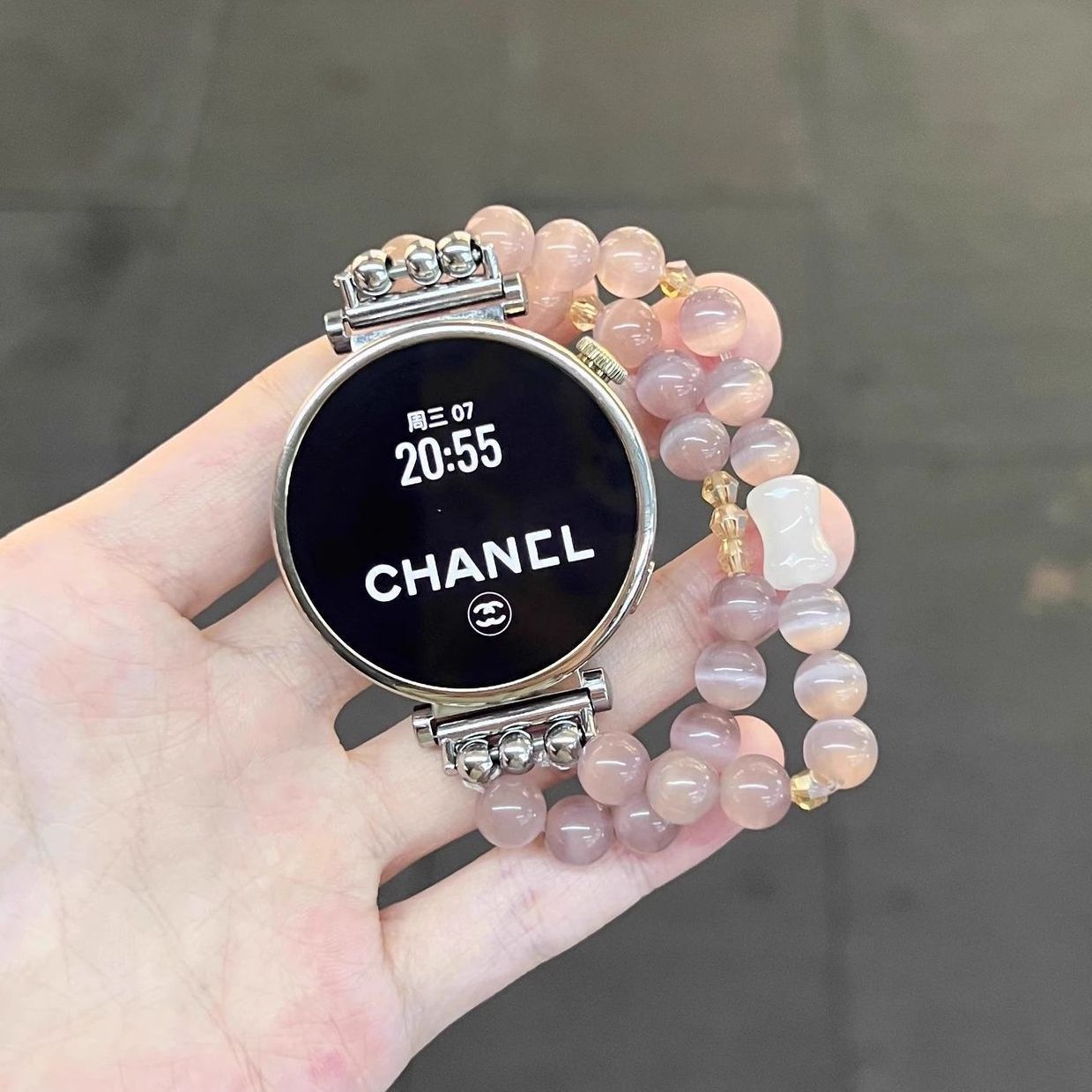 Suitable for Huawei Gt5/Gt4 Watch Strap Gt3 Breathable Elastic Cat's Eye Lilac Amethyst Chain Watch5/4 Wrist Strap for Women